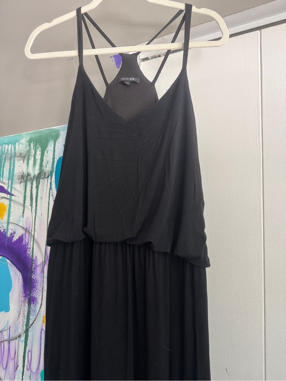 Paper Moon Black Strappy Back Maxi Dress Lined Size XXL - Picture 3 of 12